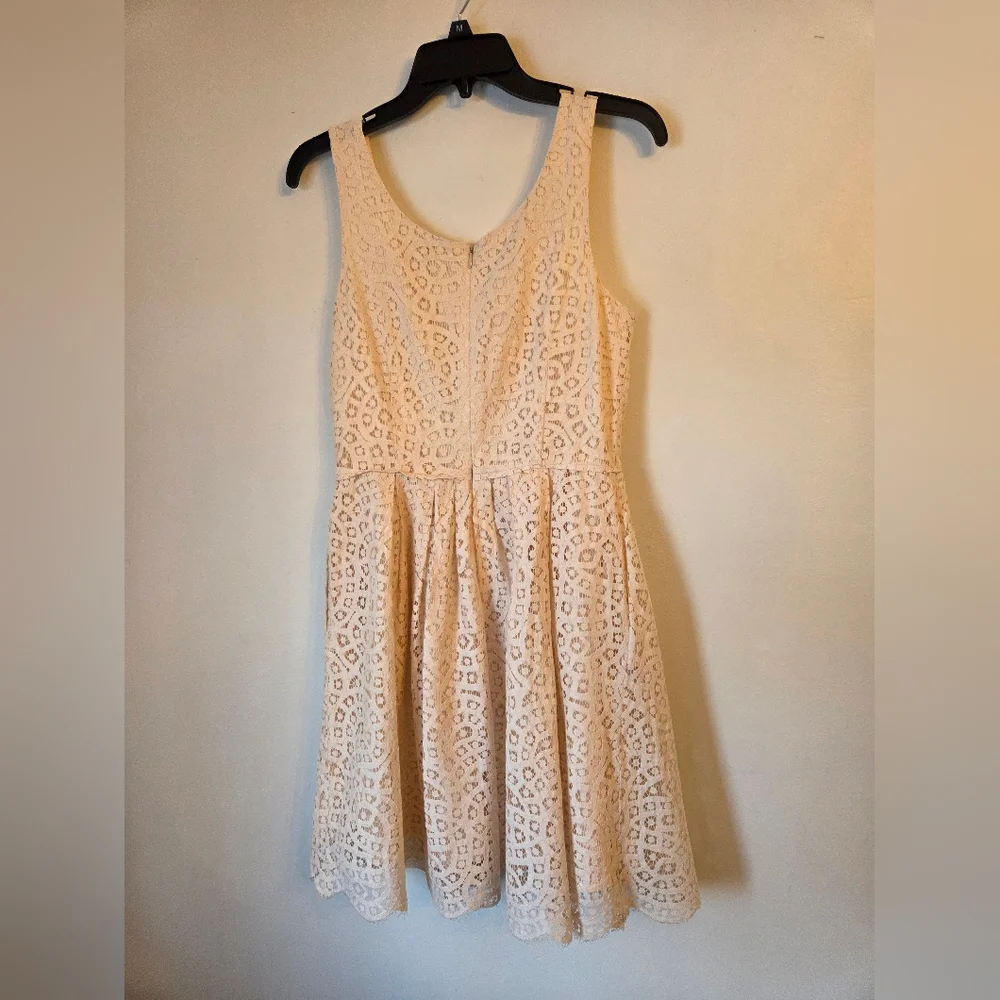 J.Crew Factory Lace Fit‑and‑Flare Mini Dress Size 6 Sleeveless Lined Zip back